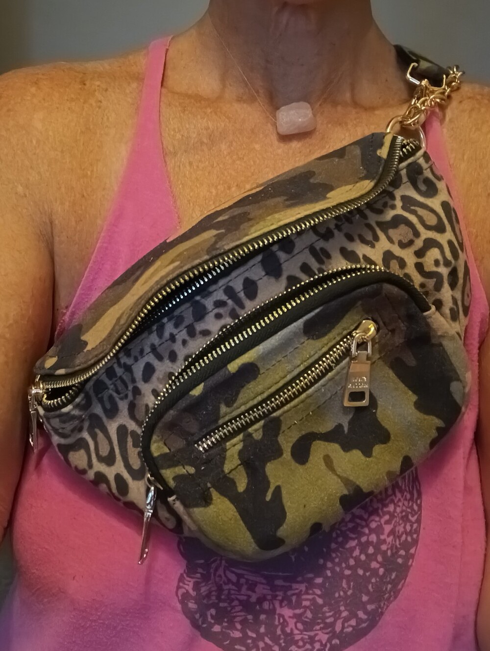 Steve Madden Leopard & Camo Crossbody Bag - Olive Green with Black